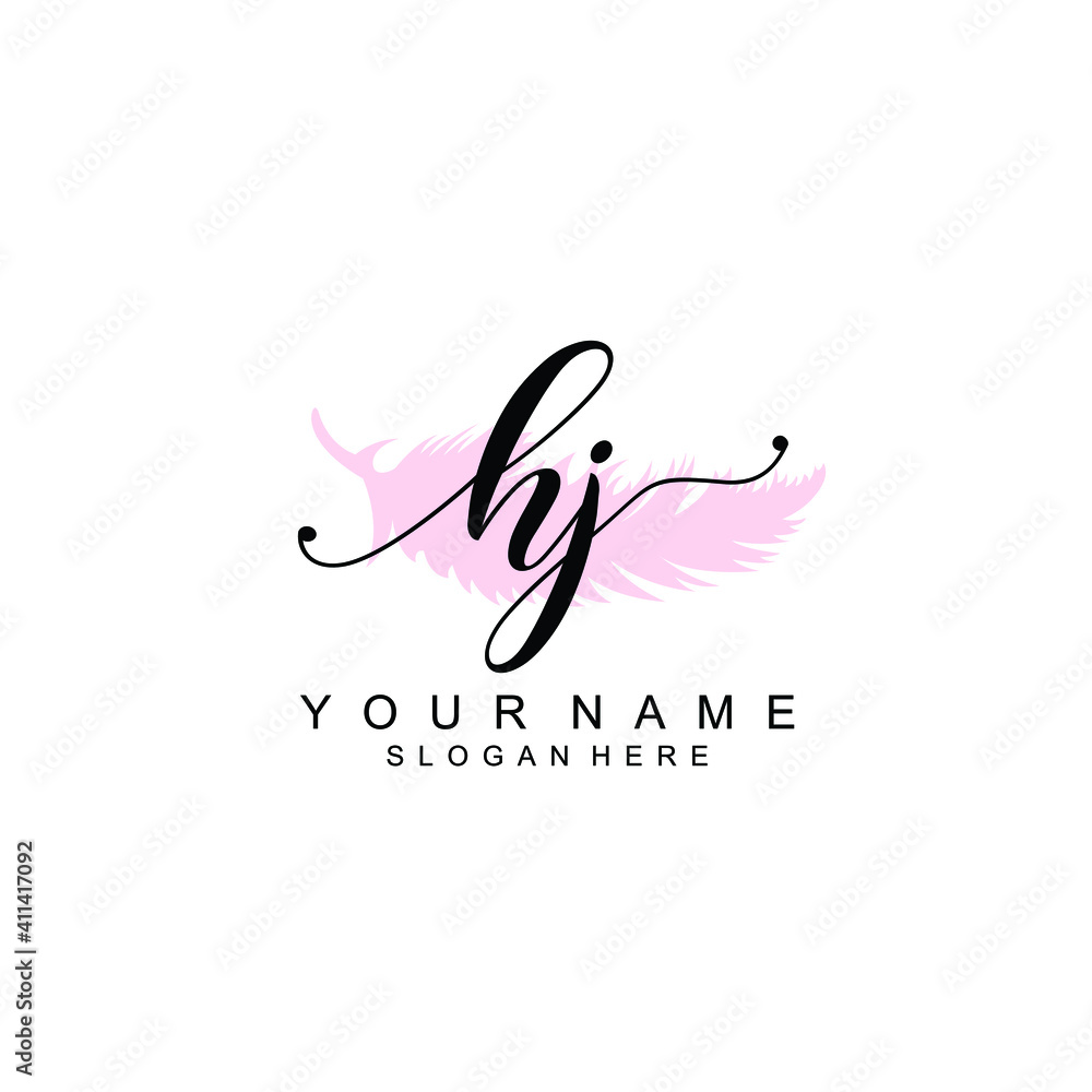 HJ Initial handwriting logo template vector HJ Initial handwriting logo template vector