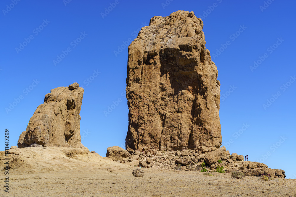 Huge vertical rock called Roque Nublo on the island of Gran Canaria. Protected natural park. Huge vertical rock called Roque Nublo on the island of Gran Canaria. Protected natural park.