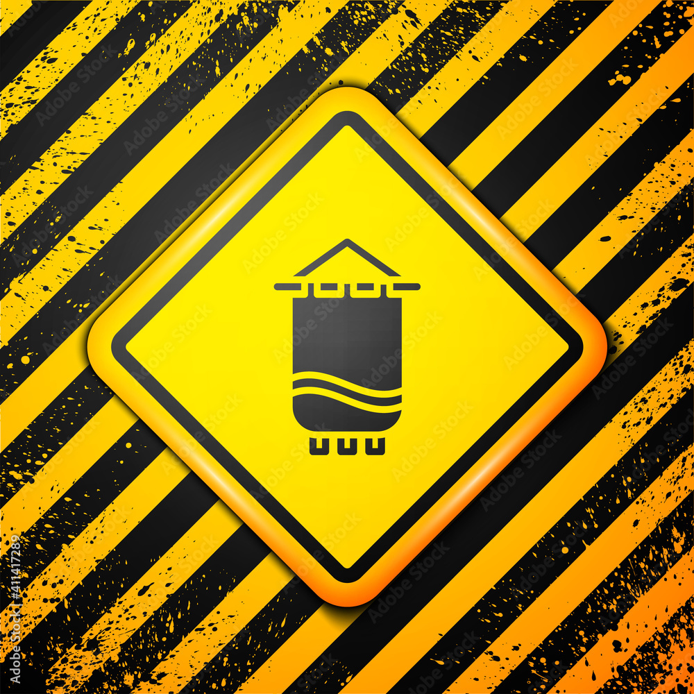 Black Medieval flag icon isolated on yellow background. Country, state, or territory ruled by a king or queen. Warning sign. Vector. Black Medieval flag icon isolated on yellow background. Country, state, or territory ruled by a king or queen. Warning sign. Vector.