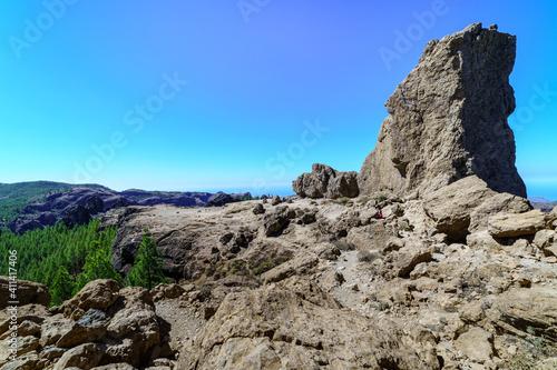 Mountain top in the Roque Nublo natural park on the Canary Island of Gran Canaria. Spain.