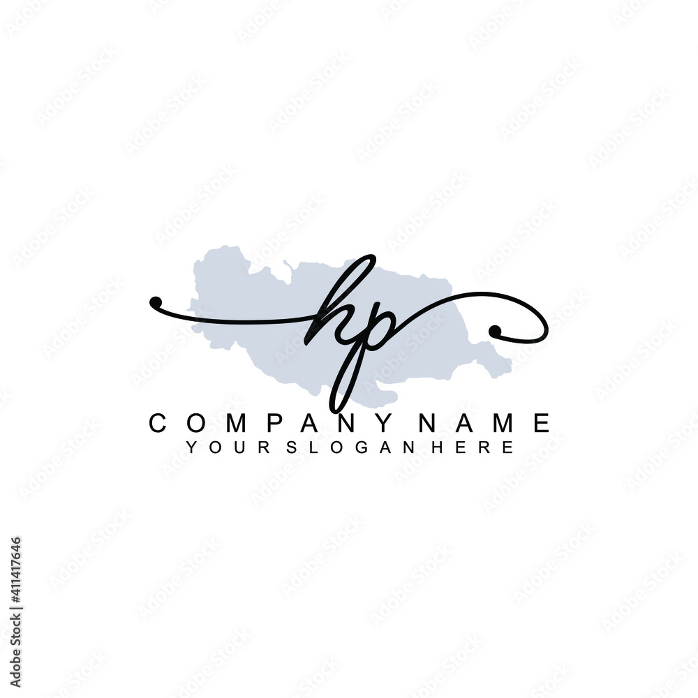 HP Initial handwriting logo template vector HP Initial handwriting logo template vector