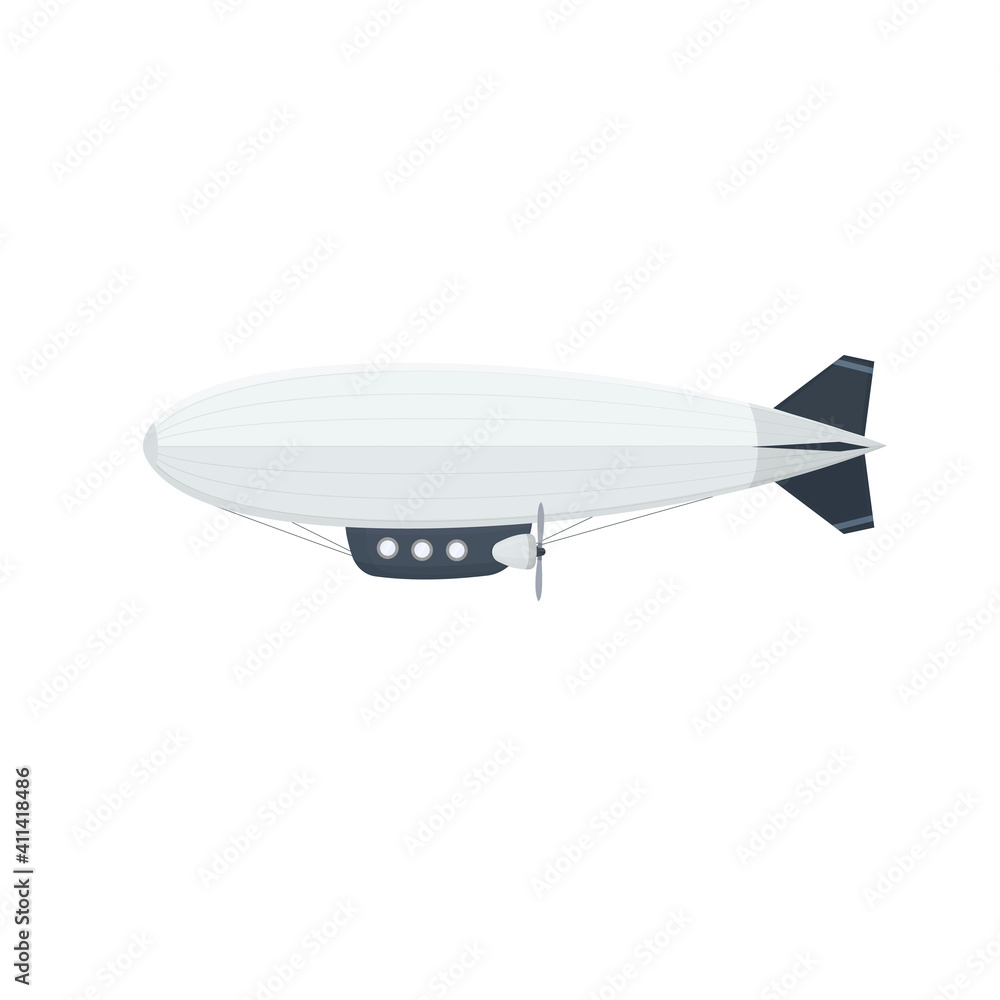 Airship is in flight. Aircraft, vector illustration Airship is in flight. Aircraft, vector illustration