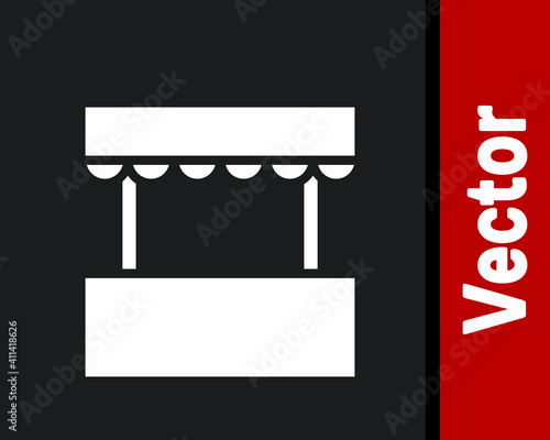 White Ticket box office icon isolated on black background. Ticket booth for the sale of tickets for attractions and sports. Vector.