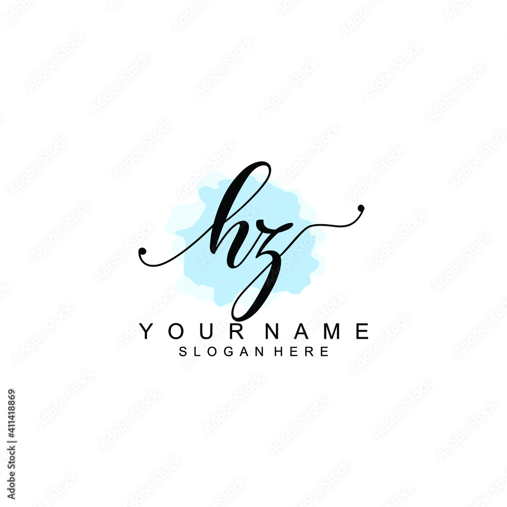 HZ Initial handwriting logo template vector HZ Initial handwriting logo template vector