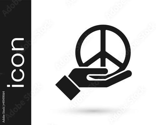 Black Peace icon isolated on white background. Hippie symbol of peace. Vector.