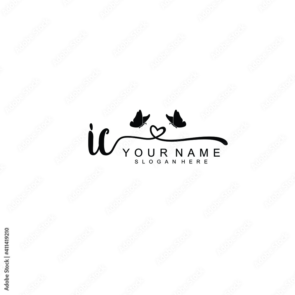 IC Initial handwriting logo template vector IC Initial handwriting logo template vector
