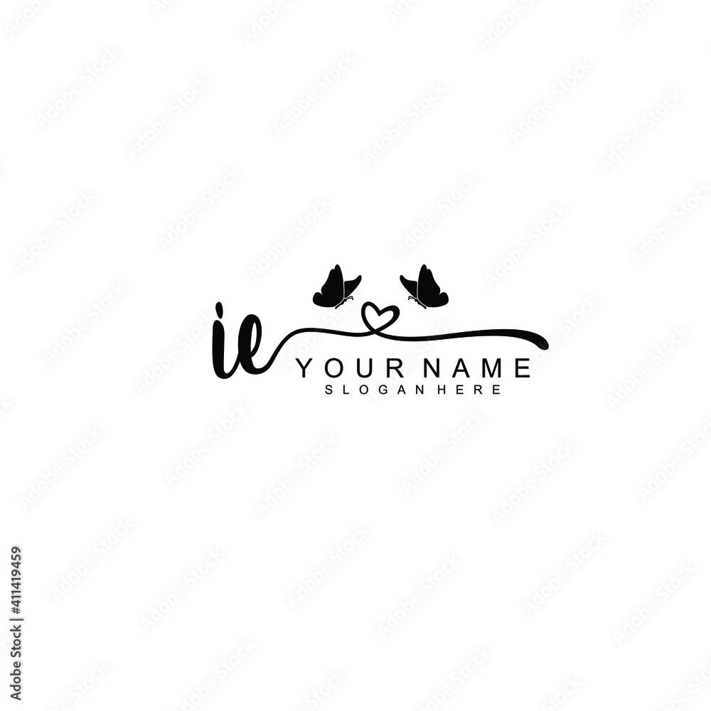 IE Initial handwriting logo template vector IE Initial handwriting logo template vector