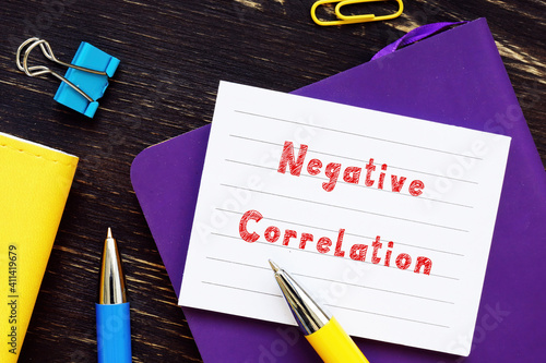 Tableau sur toile Negative Correlation sign on the page.