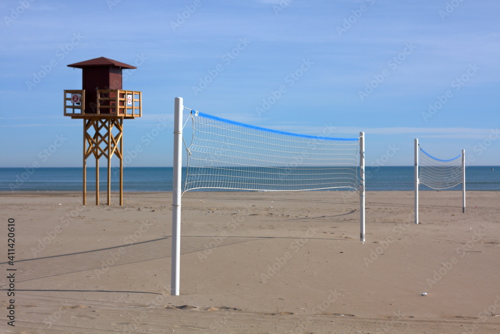 Empty Beach volley court.