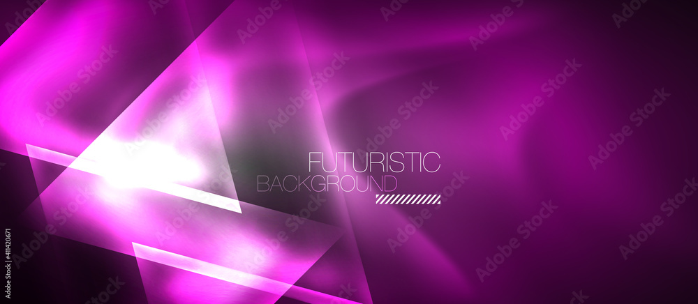 Neon geometric abstract background. Triangles with color glowing light effects in the dark. Vector illustration for covers, banners, flyers and posters and other Neon geometric abstract background. Triangles with color glowing light effects in the dark. Vector illustration for covers, banners, flyers and posters and other