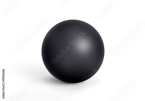 Black sphere with shadow. Ball. 3D render