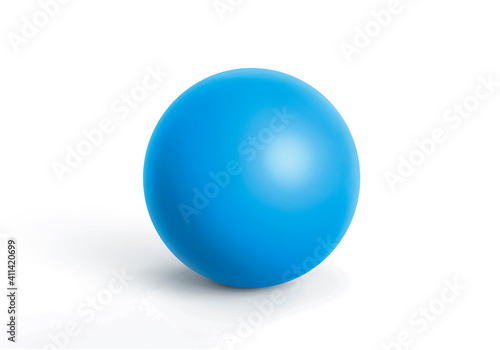 Blue sphere with shadow. Ball. 3D render 