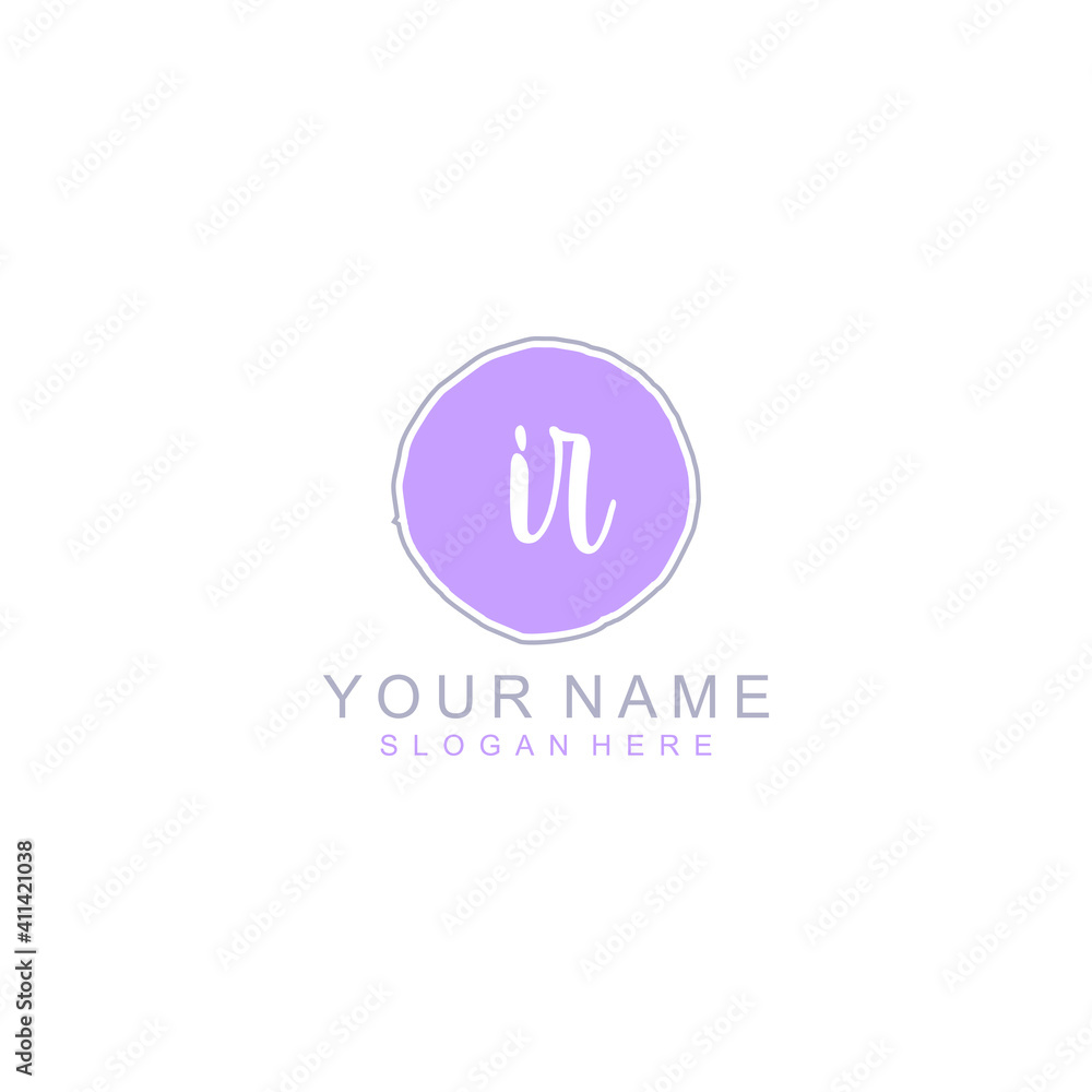 IR Initial handwriting logo template vector