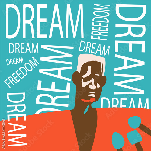 American-style civil rights movement. Black lives matter. Human rights. African American history. Racial equality. Poster in trendy colors.