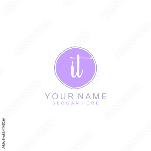 IT Initial handwriting logo template vector