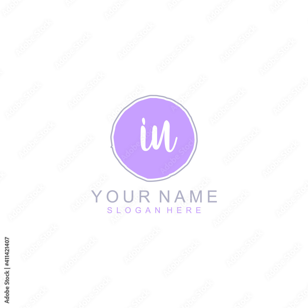 IU Initial handwriting logo template vector