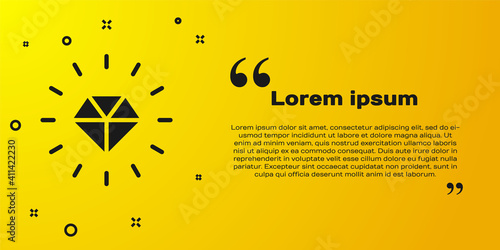Black Diamond icon isolated on yellow background. Jewelry symbol. Gem stone. Vector.