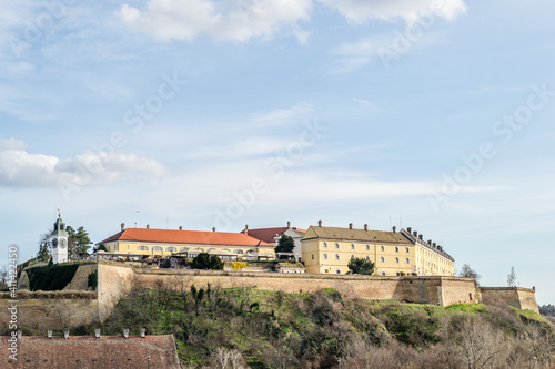 Novi Sad, Serbia - February 05. 2021: Panorama of Petrovaradin Fortress in Novi Sad, Serbia 