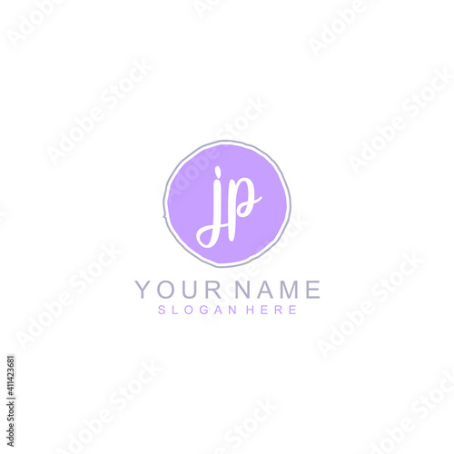 JP Initial handwriting logo template vector