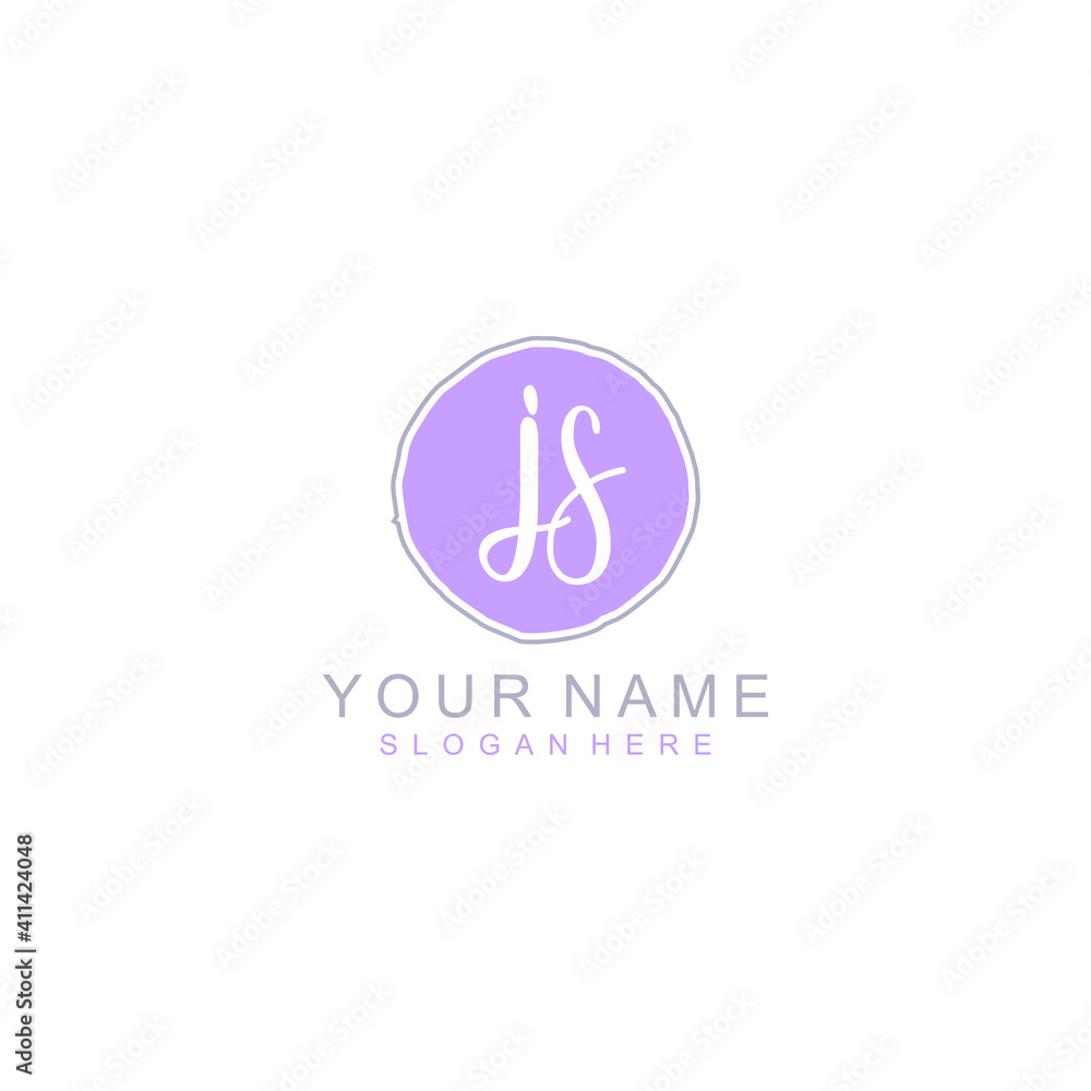 JS Initial handwriting logo template vector JS Initial handwriting logo template vector