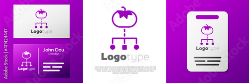 Logotype Genetically modified food icon isolated on white background. GMO fruit. Logo design template element. Vector.
