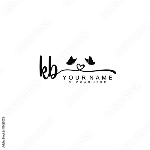 KB Initial handwriting logo template vector