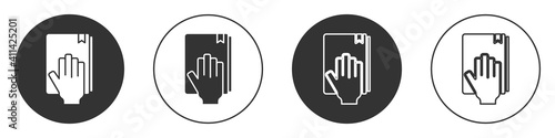 Black Oath on the Holy Bible icon isolated on white background. The procedure in court. Truth and truth. Promise before god. Circle button. Vector.