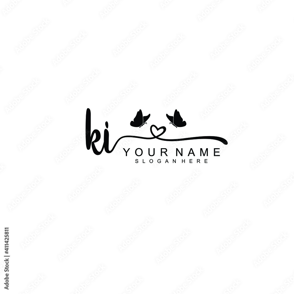 KI Initial handwriting logo template vector KI Initial handwriting logo template vector