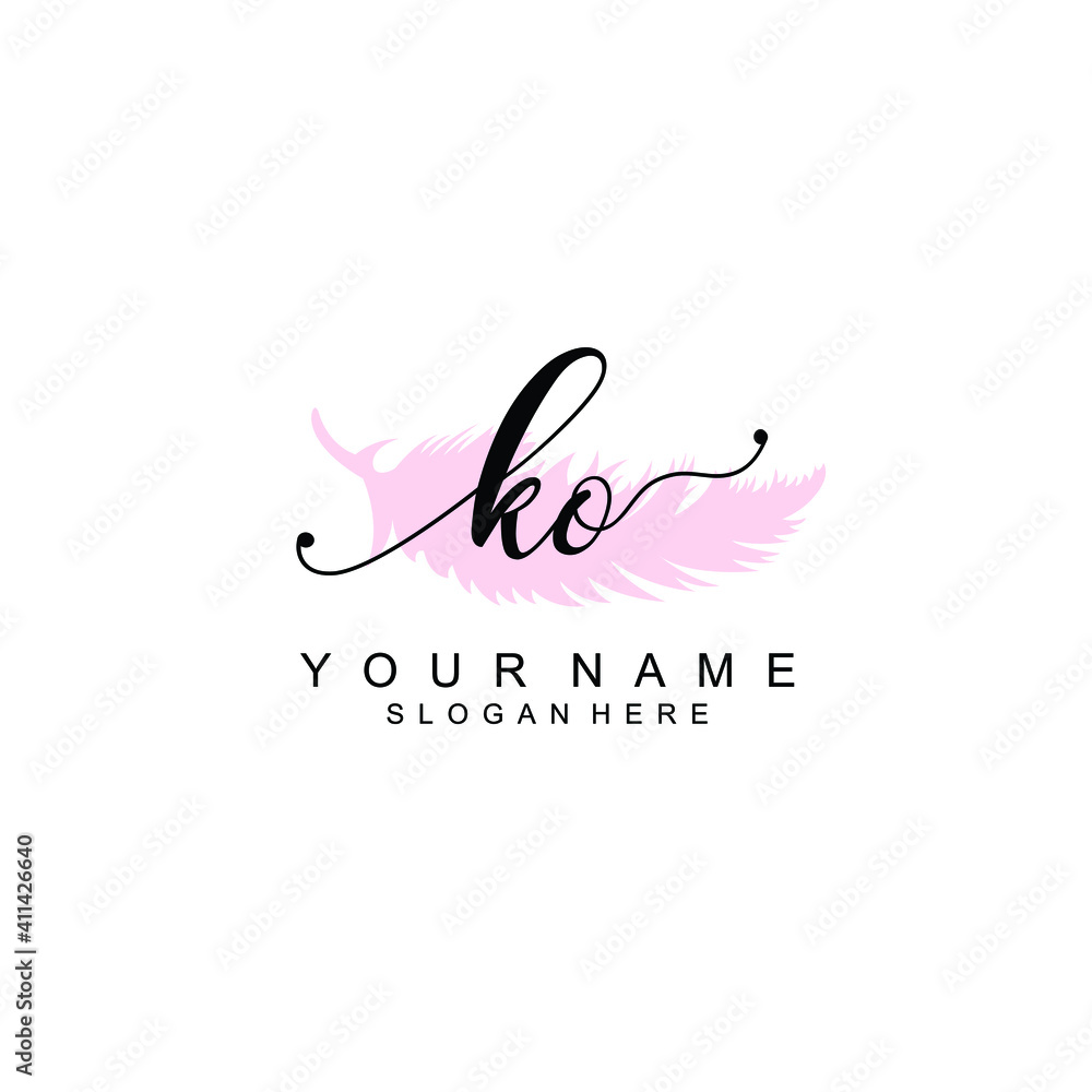 KO Initial handwriting logo template vector KO Initial handwriting logo template vector