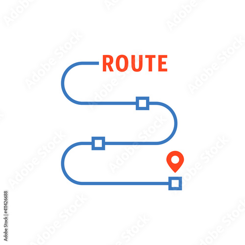 thin line route with waypoints