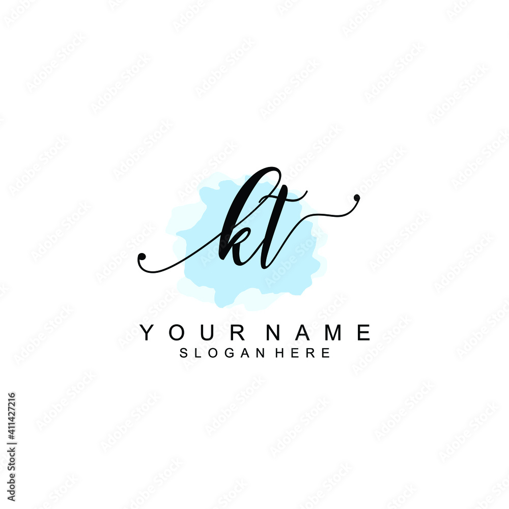 KT Initial handwriting logo template vector KT Initial handwriting logo template vector
