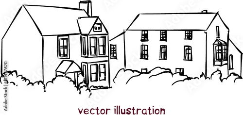 vector sketch of Europe suburb