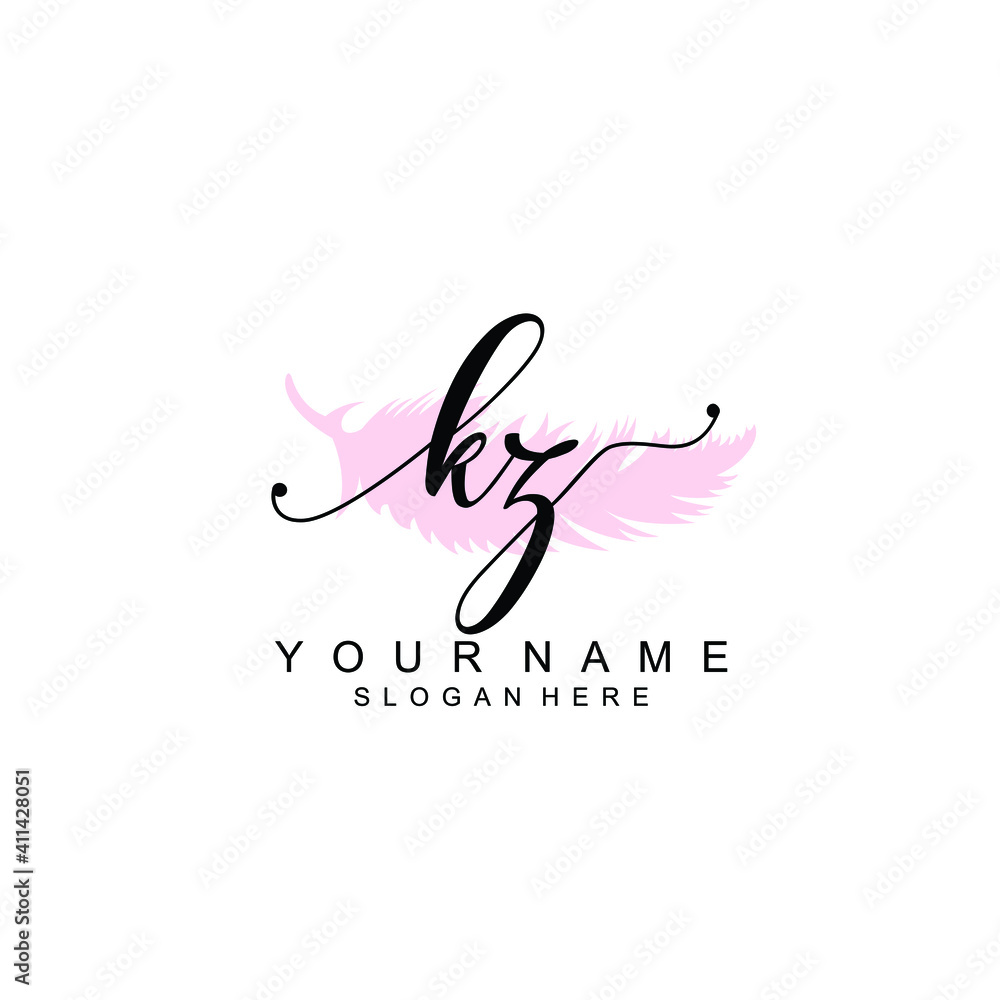 KZ Initial handwriting logo template vector KZ Initial handwriting logo template vector