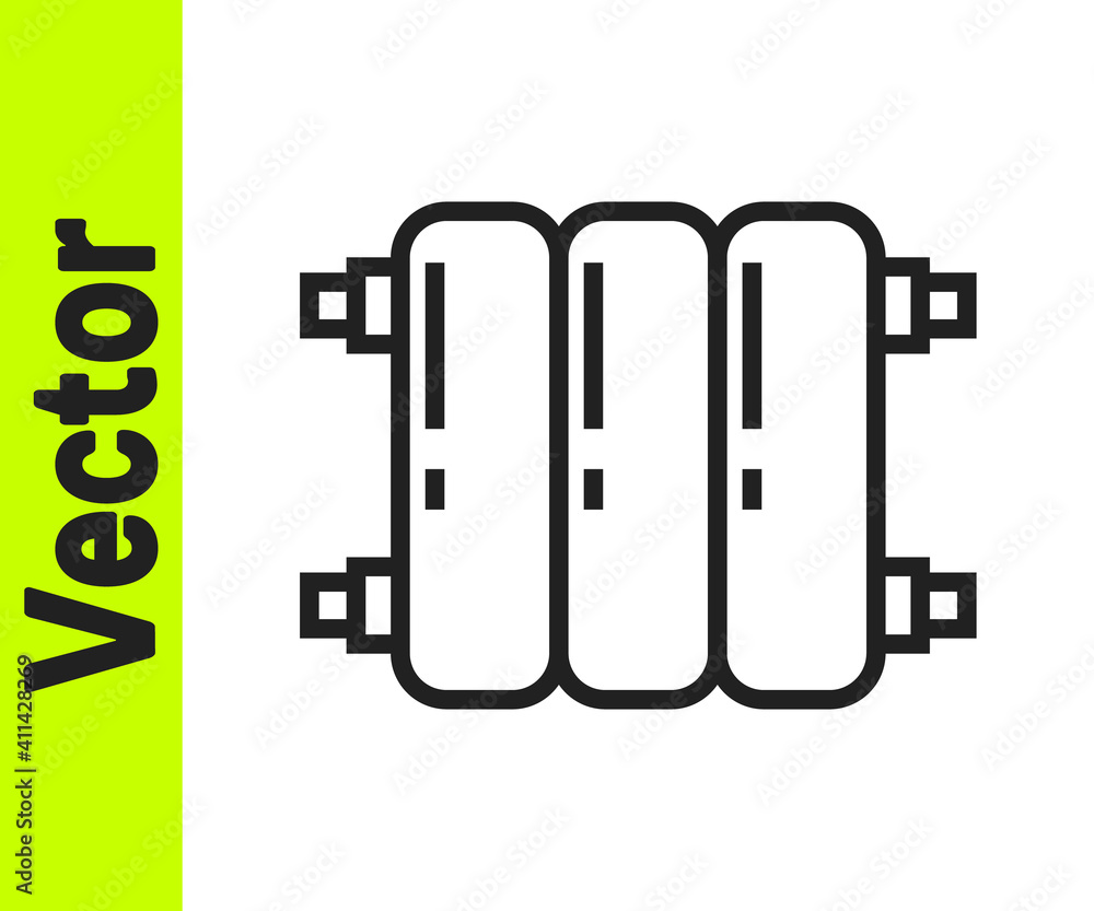 Black line Heating radiator icon isolated on white background. Vector Illustration. Black line Heating radiator icon isolated on white background. Vector Illustration.