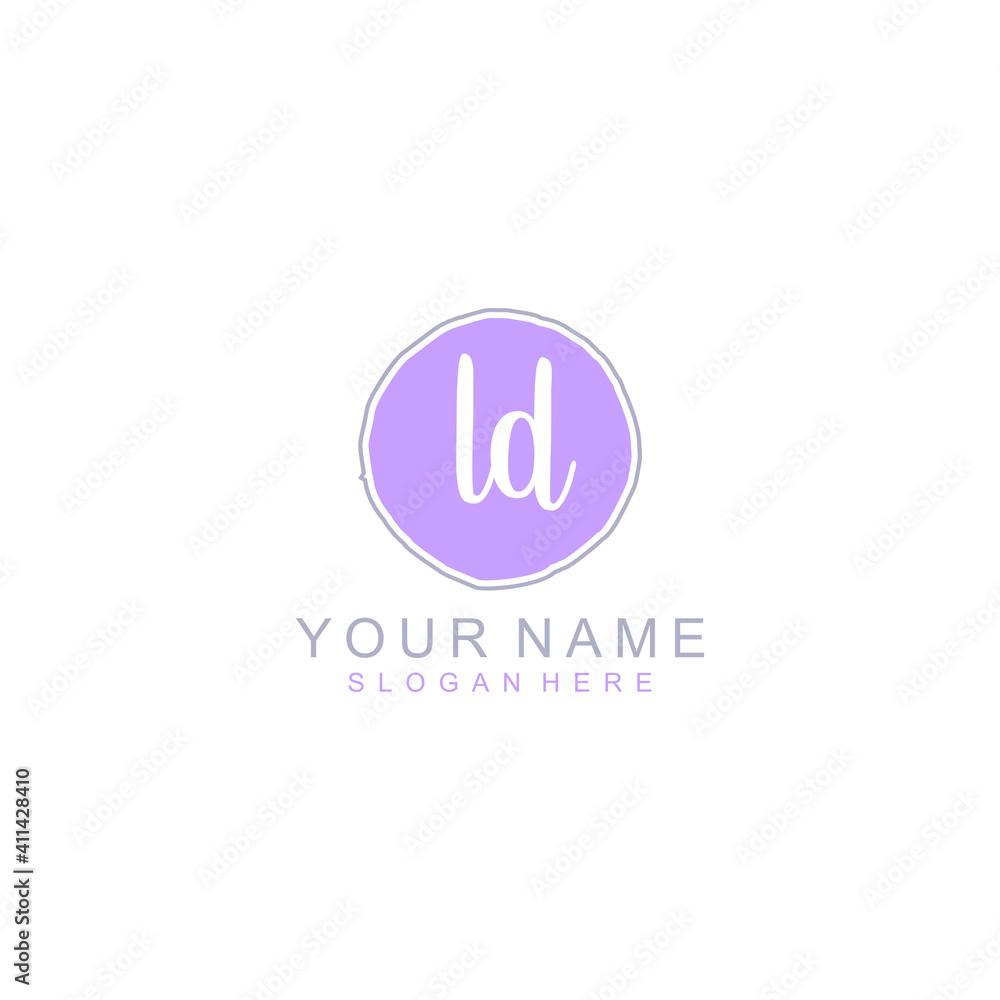 LD Initial handwriting logo template vector