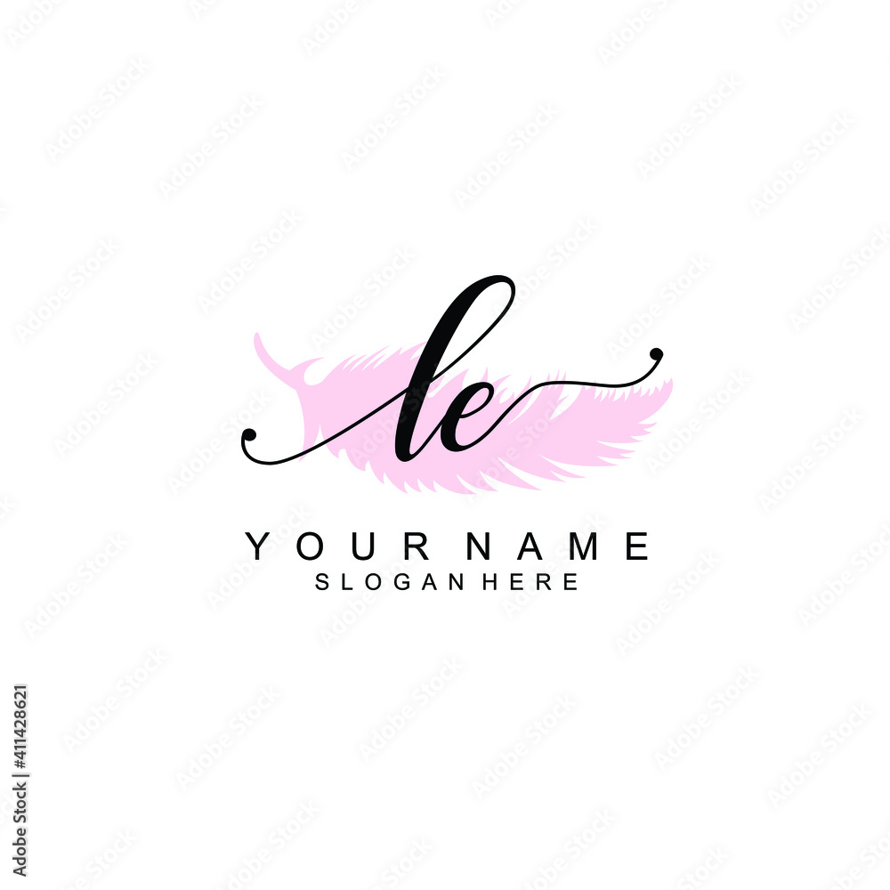 LE Initial handwriting logo template vector LE Initial handwriting logo template vector
