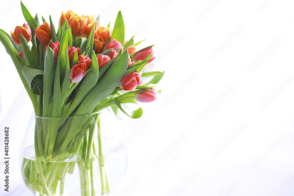 Flowers, spring holidays and home decor concept - Bouquet of beautiful tulips, floral background Flowers, spring holidays and home decor concept - Bouquet of beautiful tulips, floral background