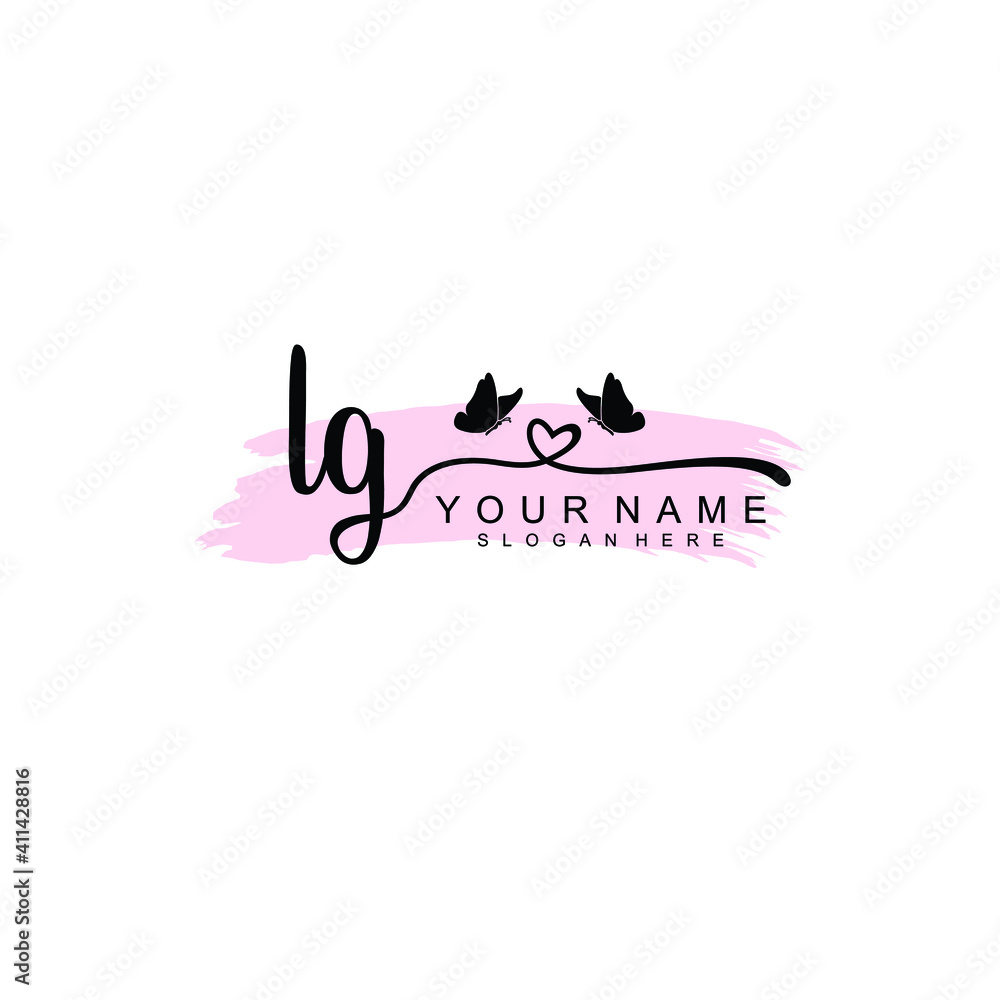 LG Initial handwriting logo template vector LG Initial handwriting logo template vector
