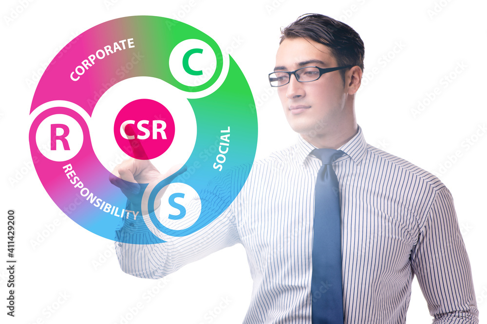 Concept of CSR - corporate social responsibility with businessma Concept of CSR - corporate social responsibility with businessma