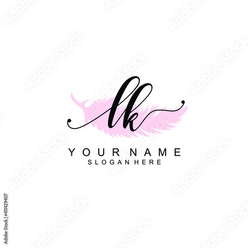 LK Initial handwriting logo template vector