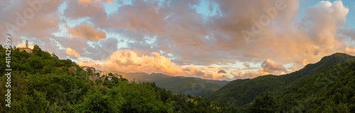 Val Vobbia, panoramica dopo un forte temporale all'alba 
