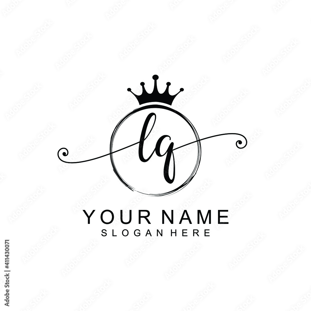 LQ Initial handwriting logo template vector LQ Initial handwriting logo template vector