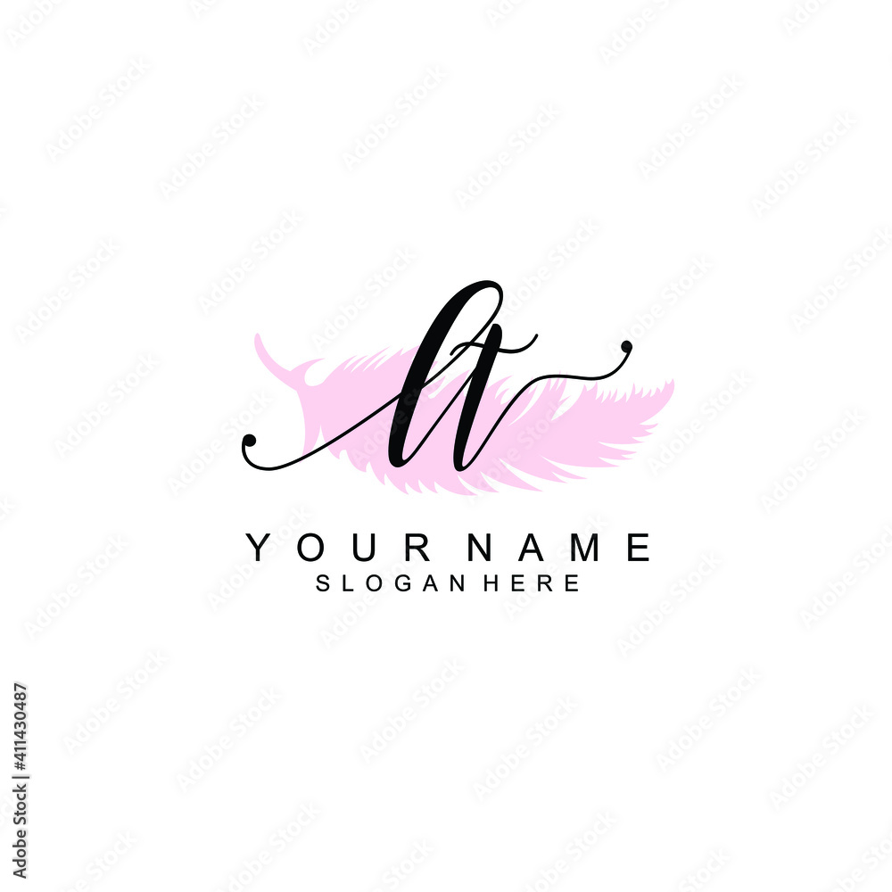 LT Initial handwriting logo template vector LT Initial handwriting logo template vector
