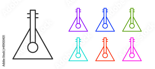 Black line Musical instrument balalaika icon isolated on white background. Set icons colorful. Vector.