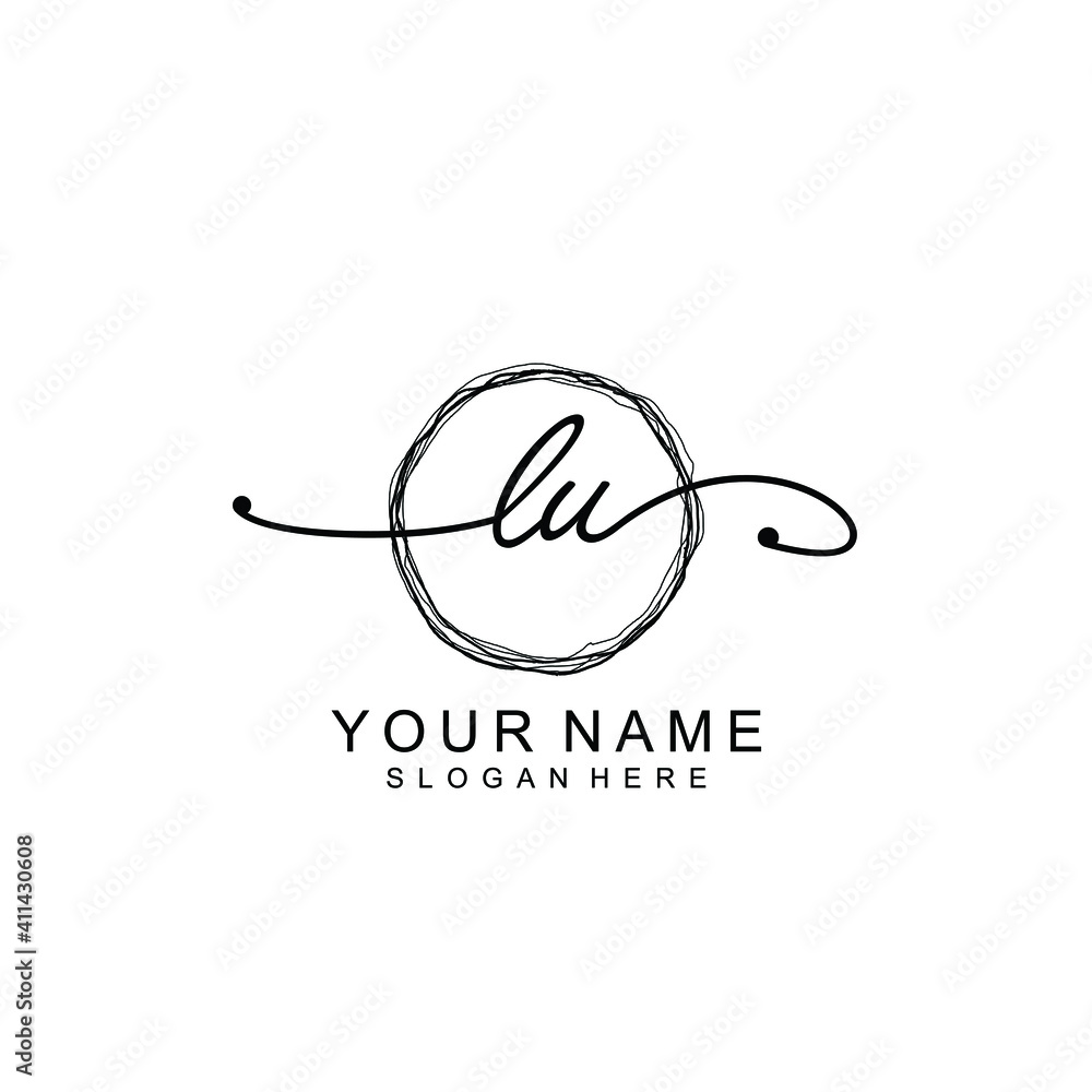 LU Initial handwriting logo template vector LU Initial handwriting logo template vector