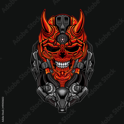 Skull Robotic Illustration Vector