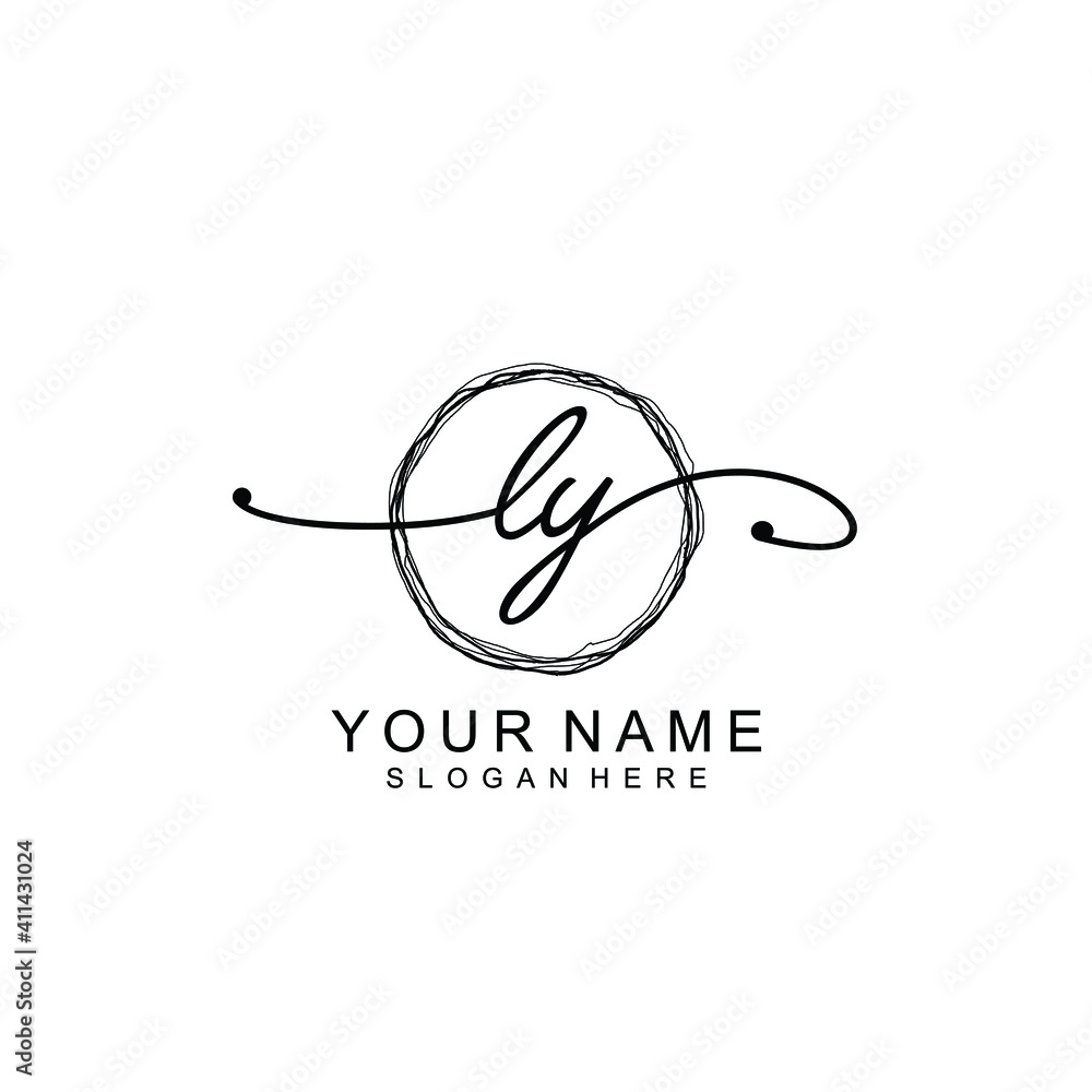 LY Initial handwriting logo template vector LY Initial handwriting logo template vector