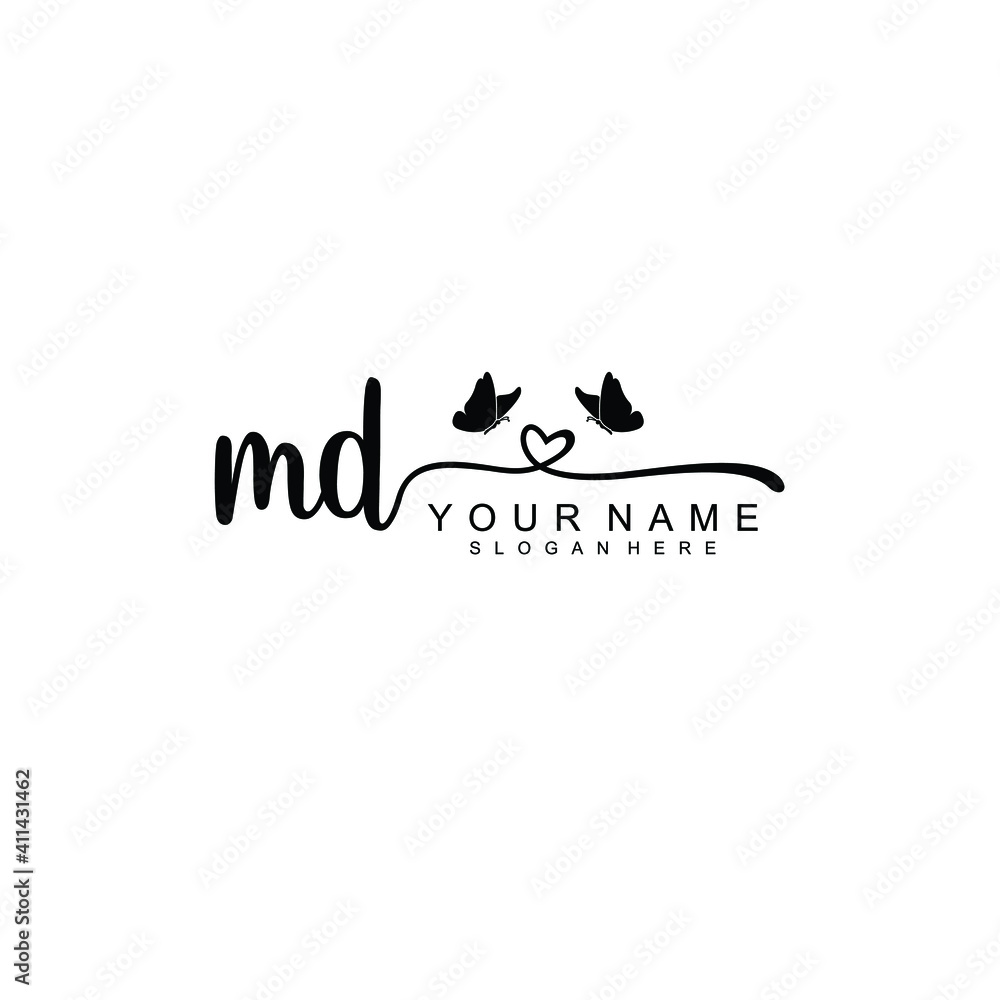 MD Initial handwriting logo template vector MD Initial handwriting logo template vector
