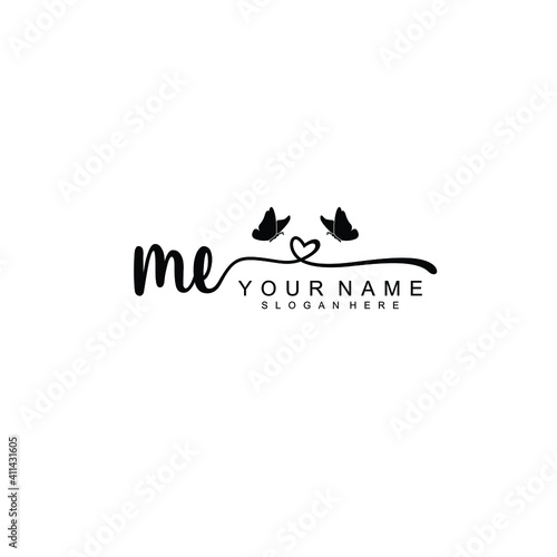 ME Initial handwriting logo template vector