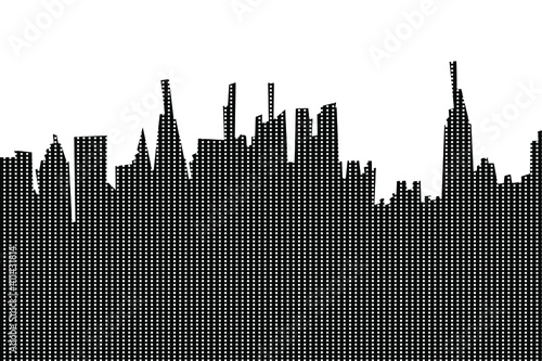 New York city silhouette with windows pattern eps10 vextor black and white illustration.